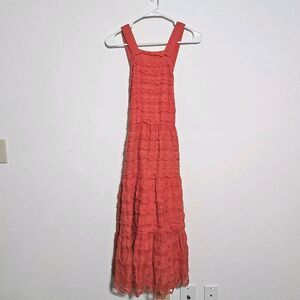Anthropologie Coral Textured Midi Dress